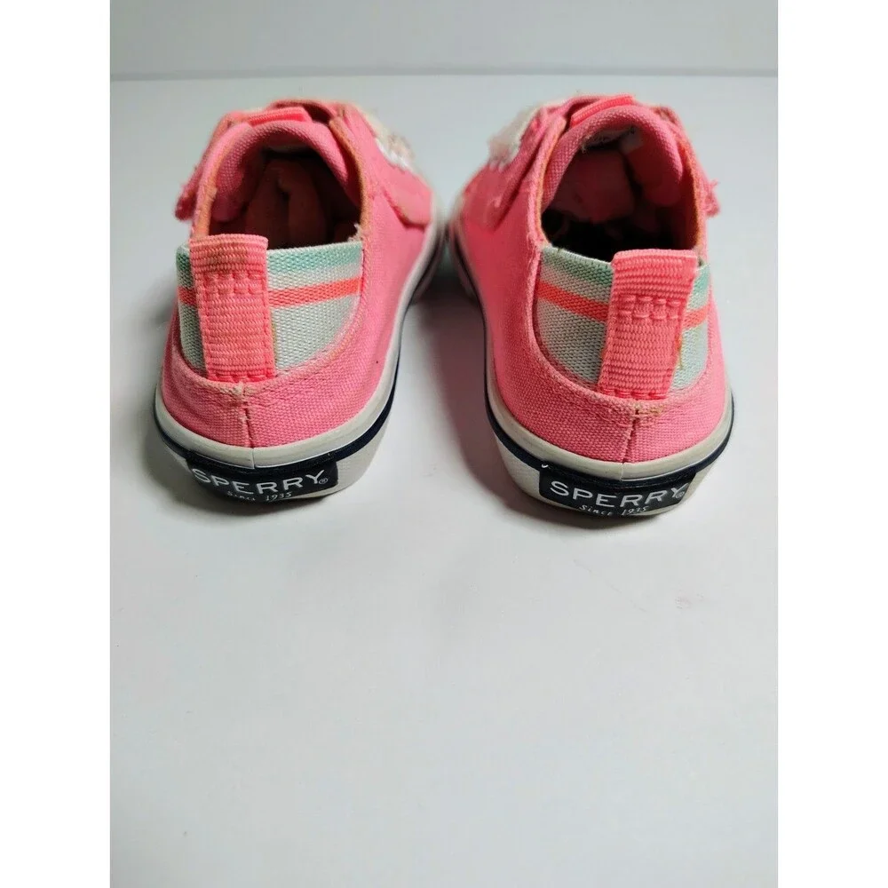 Sperry Top-Sider Kids Pink Canvas Hook & Loop Sneakers Size 5M Toddler